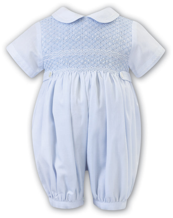 Sarah Louise Baby Blue Hand Smocked Romper - 013178