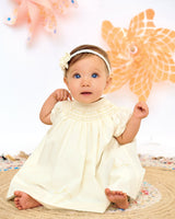 Sarah Louise Lemon Hand Smocked Dress & Matching Headband - 013182