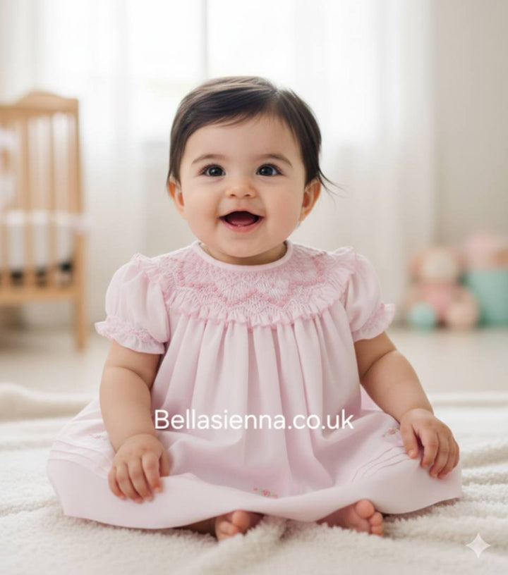 Sarah Louise Pink Hand Smocked Dress - 013204