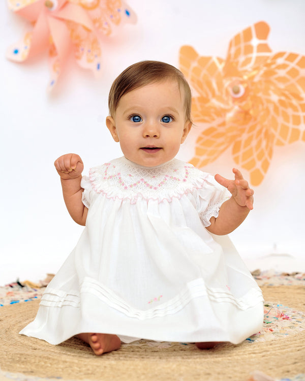 Sarah Louise Pink Hand Smocked Dress - 013204