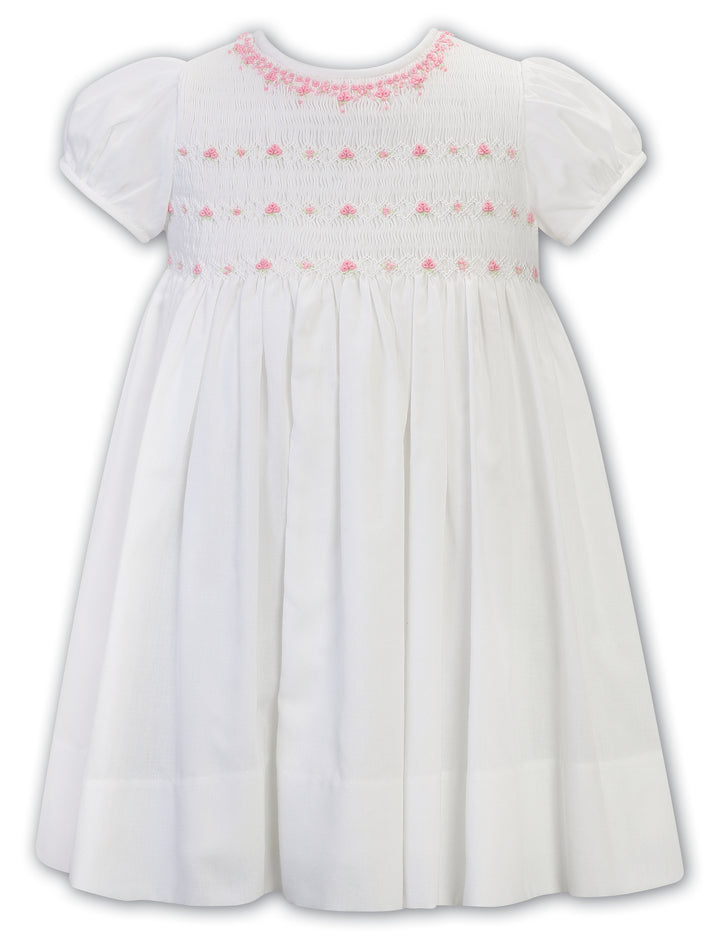 Sarah Louise Ivory & Pink Hand Smocked Dress - 013205
