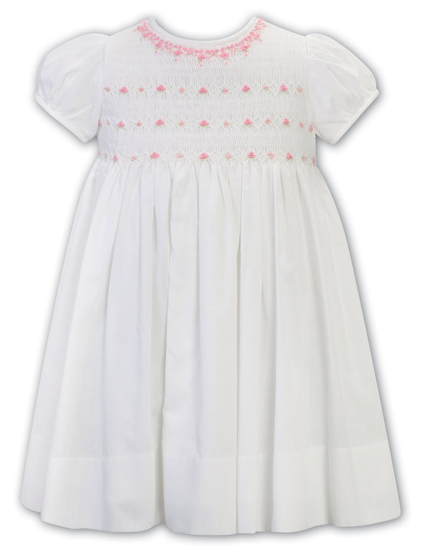 Sarah Louise Ivory & Pink Hand Smocked Dress - 013205