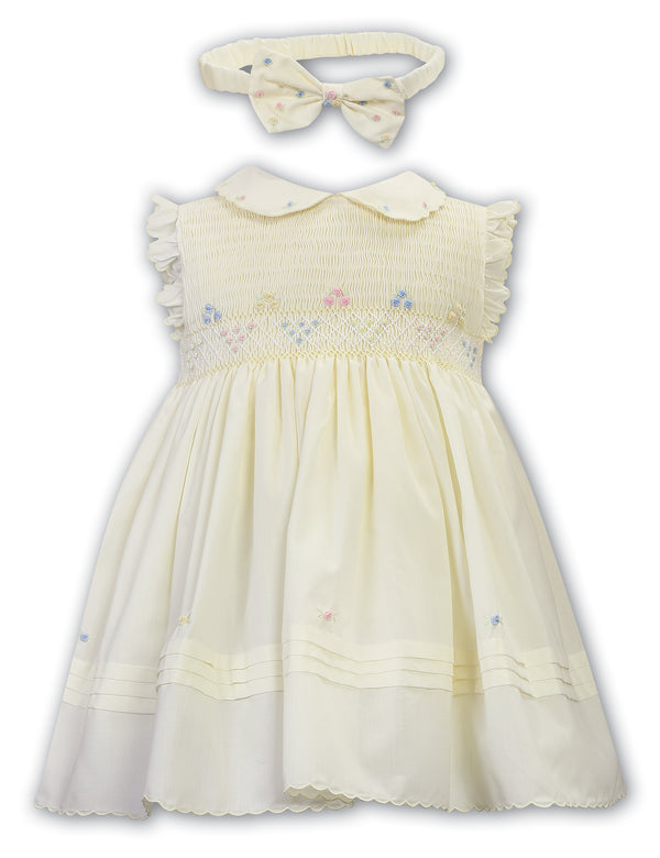 Sarah Louise Lemon, Pink & Blue Hand Smocked Dress & Headband - 013215