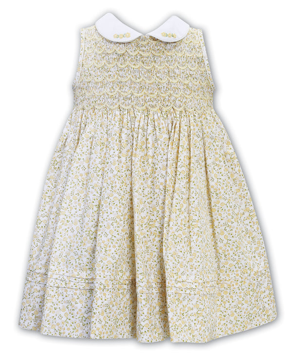 Sarah Louise White & Lemon Floral Sleeveless Dress - 013257