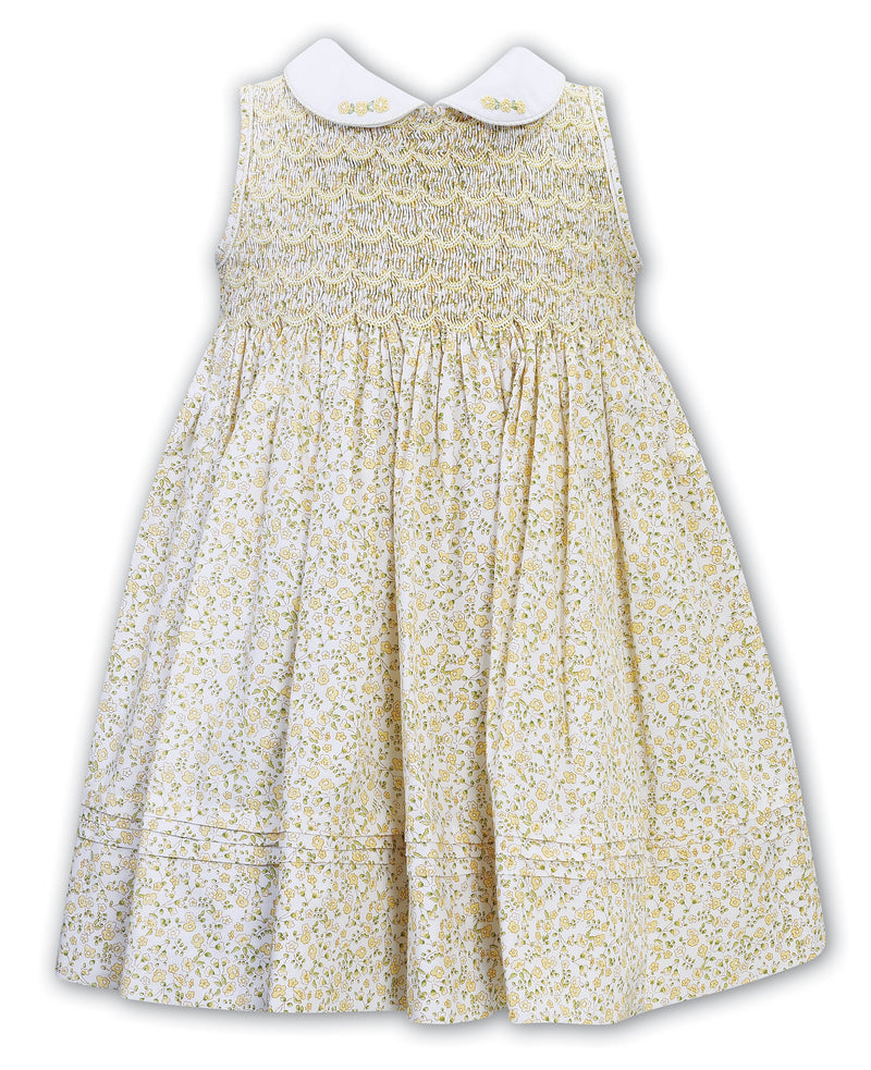 Sarah Louise White & Lemon Floral Sleeveless Dress - 013257