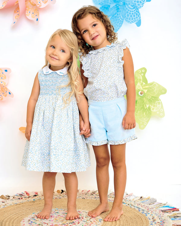 Sarah Louise White & Lemon Floral Sleeveless Dress - 013257