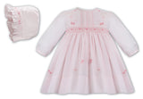 Sarah Louise Pink Hand Smocked Dress & Bonnet Set - 013360