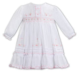 Sarah Louise White & Pink Hand Smocked Dress - 013364