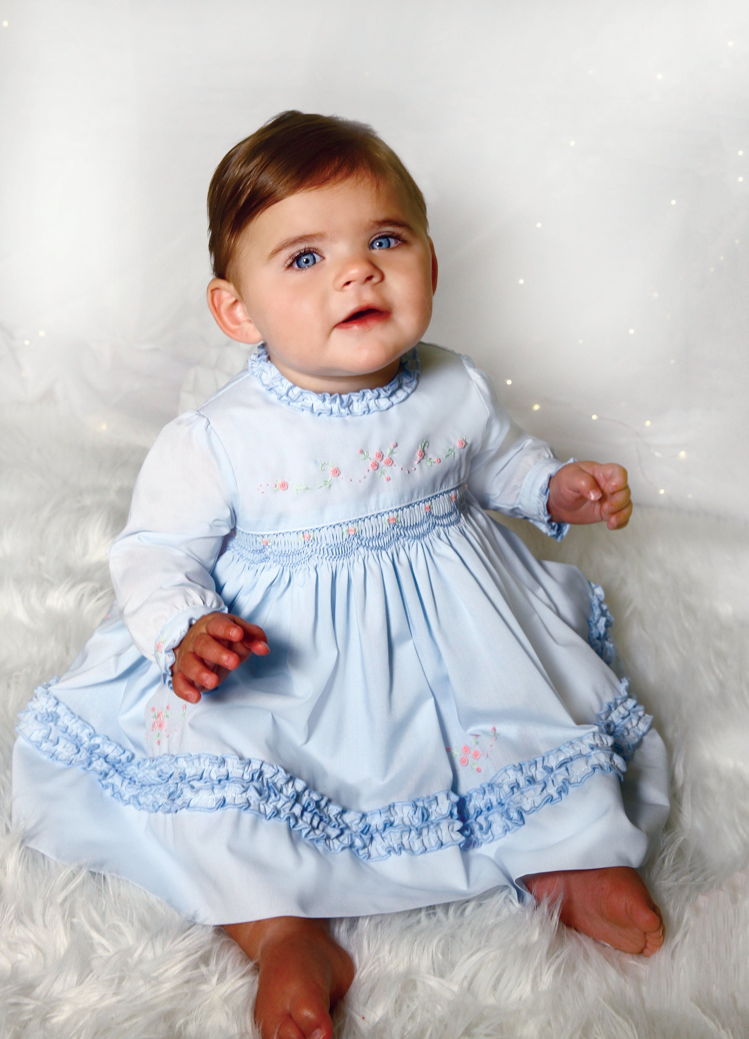 Sarah Louise Blue & Pink Hand Smocked Dress - 013375 – Bella Sienna