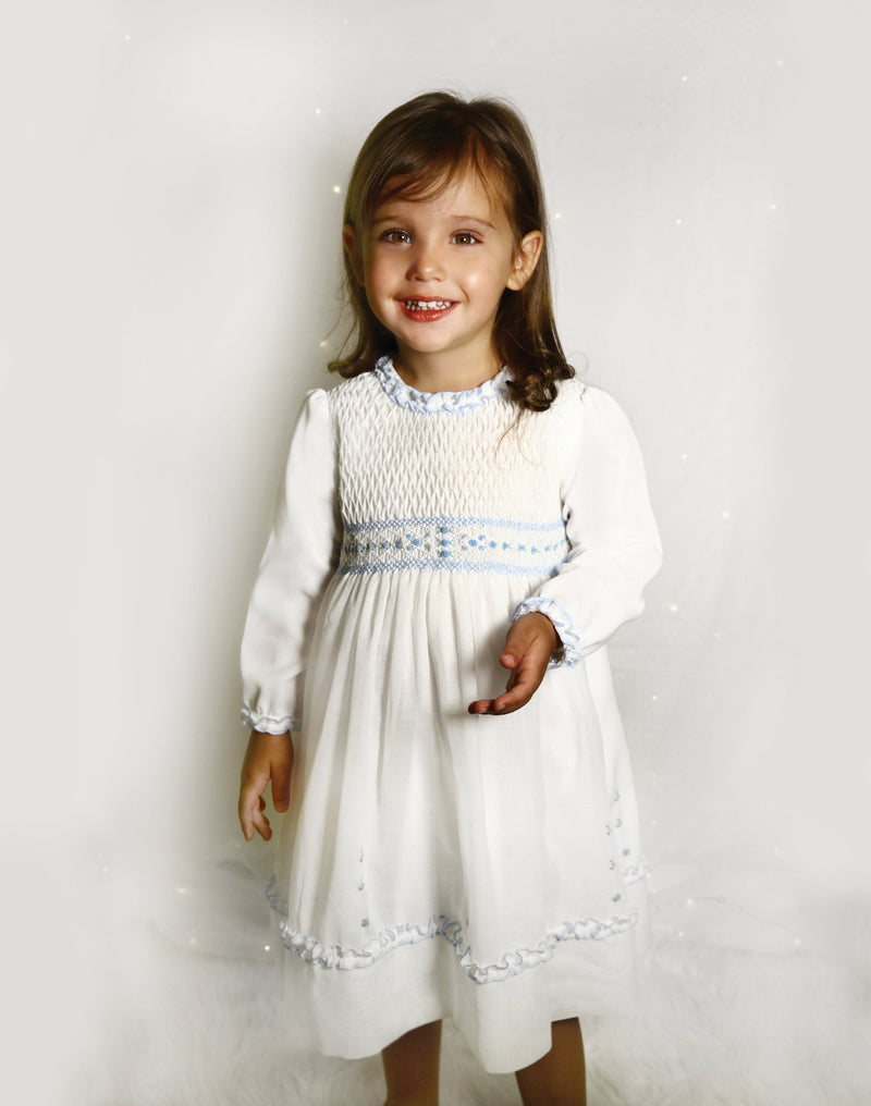 Sarah Louise White Hand Smocked Dress - 013386