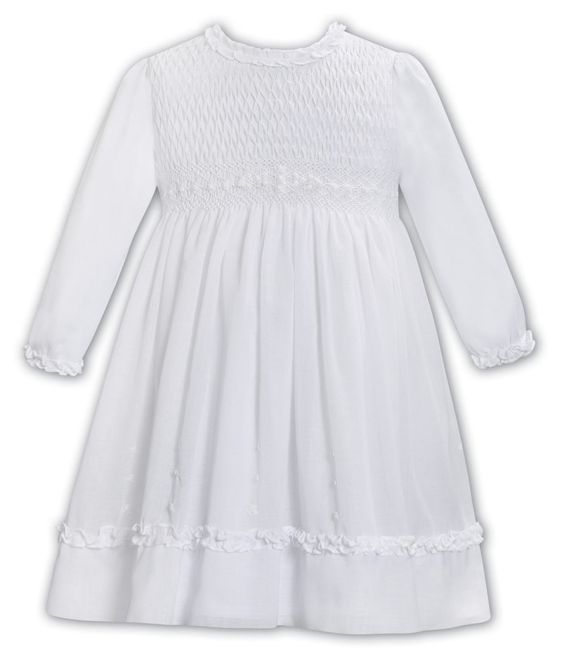 Sarah Louise White Hand Smocked Dress - 013386