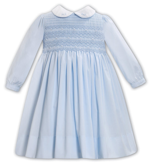 Sarah Louise Blue & White Hand Smocked Dress - 013389