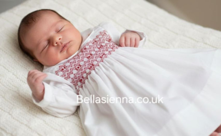 Sarah Louise White & Red Hand Smocked Dress - 013389