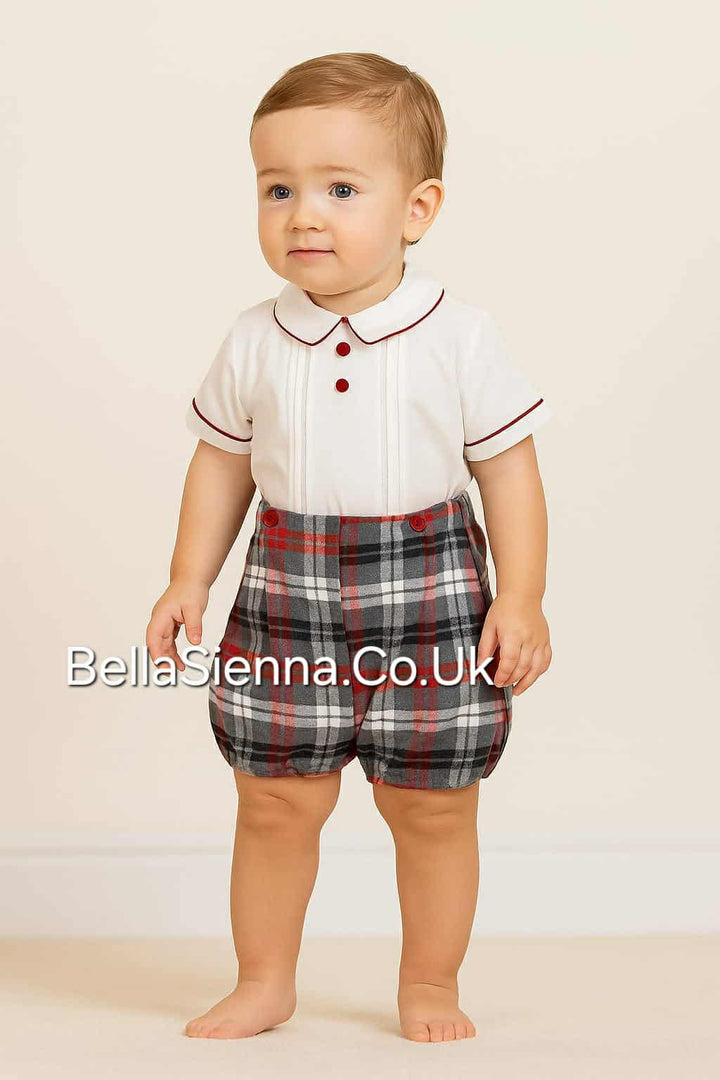 Pretty Originals Boys Red & Grey Tartan Outfit - Christmas - DL61750