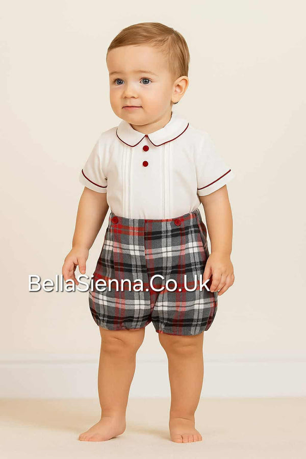 Pretty Originals Boys Red & Grey Tartan Outfit - Christmas - DL61750
