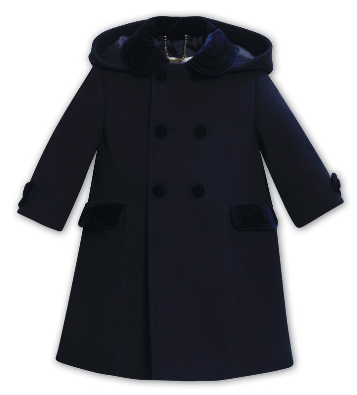 Sarah Louise Navy Traditional Style Double Breasted Coat - 013535
