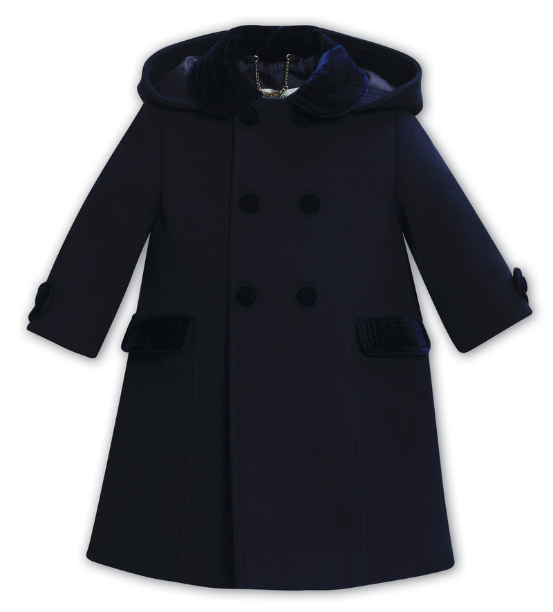 Sarah Louise Navy Traditional Style Double Breasted Coat - 013535