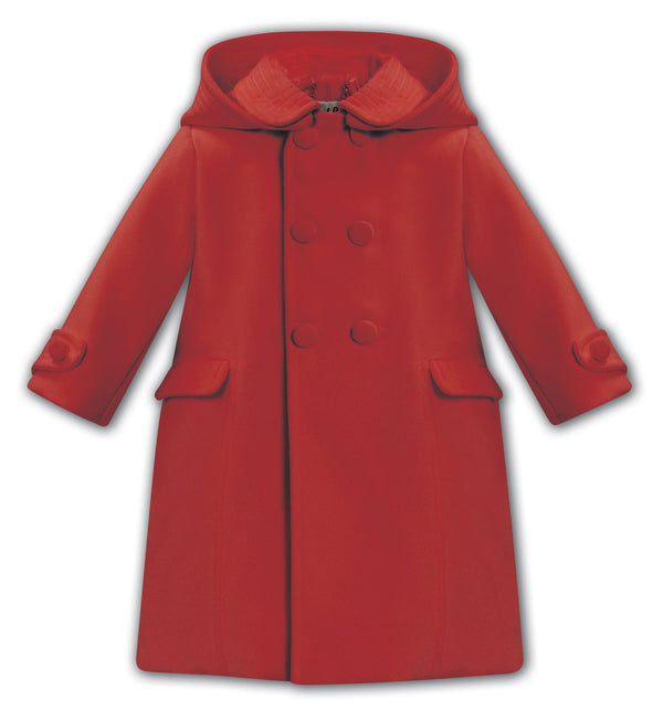 Sarah Louise Red Traditional Style Double Breasted Coat - 013535