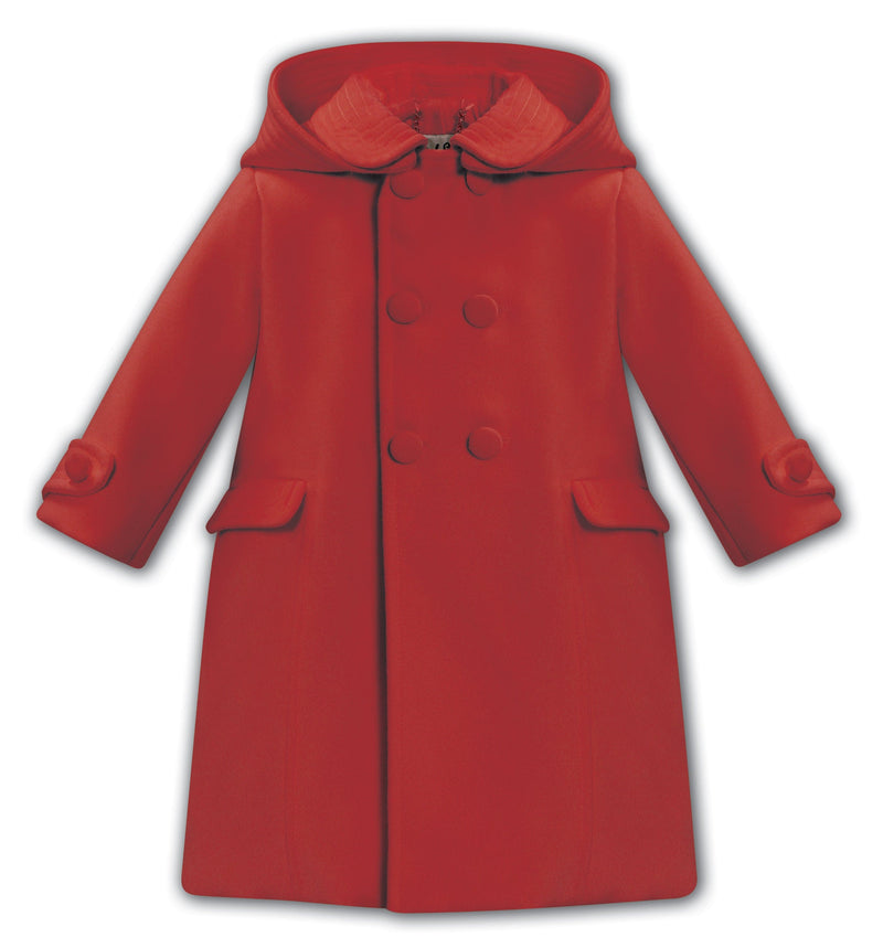 Sarah Louise Red Traditional Style Double Breasted Coat - 013535