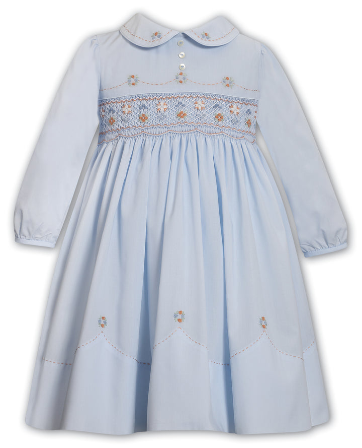 Sarah Louise Pink & Terracotta Hand Smocked Dress - 013688