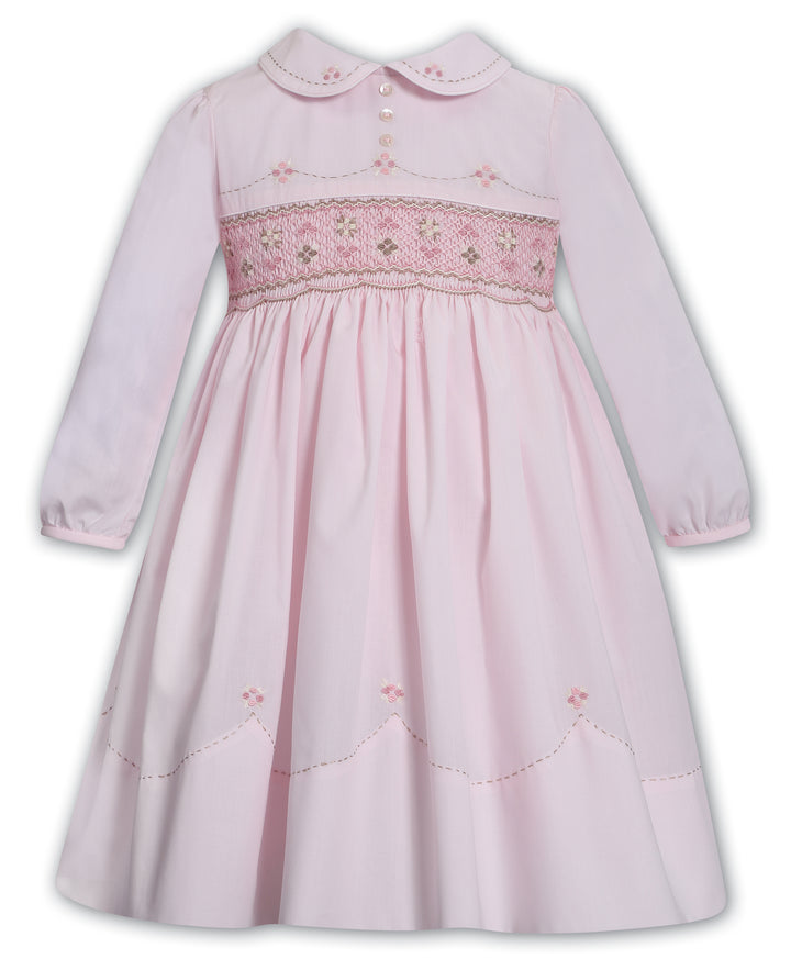 Sarah Louise Pink & Terracotta Hand Smocked Dress - 013688