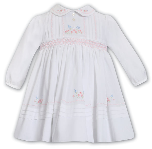 Sarah Louise Pink & White Hand Smocked Dress - 013700