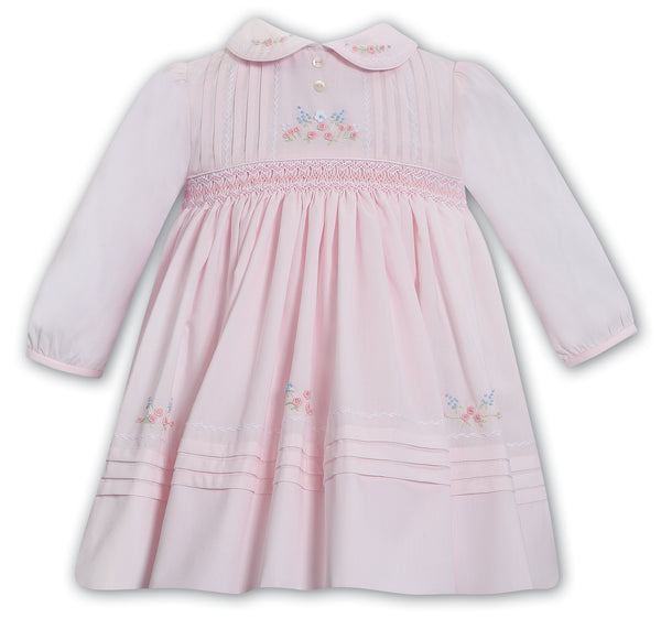 Sarah Louise Pink & White Hand Smocked Dress - 013700