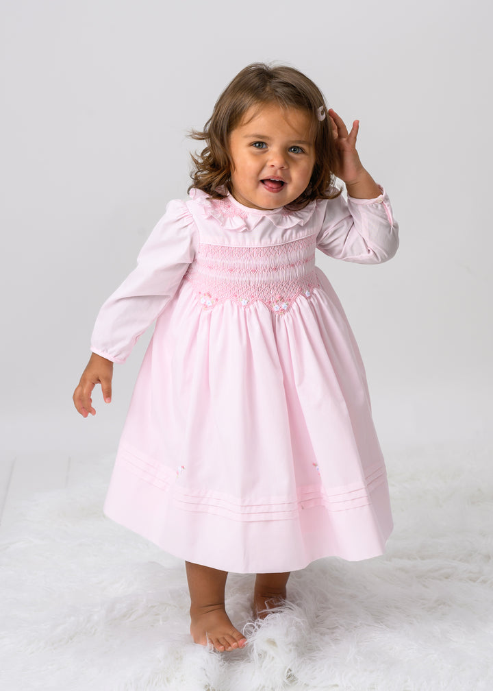 Sarah Louise Pink Hand Smocked Dress - 013714