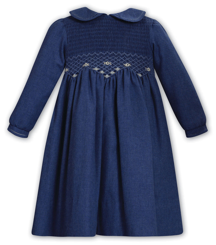 Sarah Louise Denim Blue Hand Smocked Dress - 013771