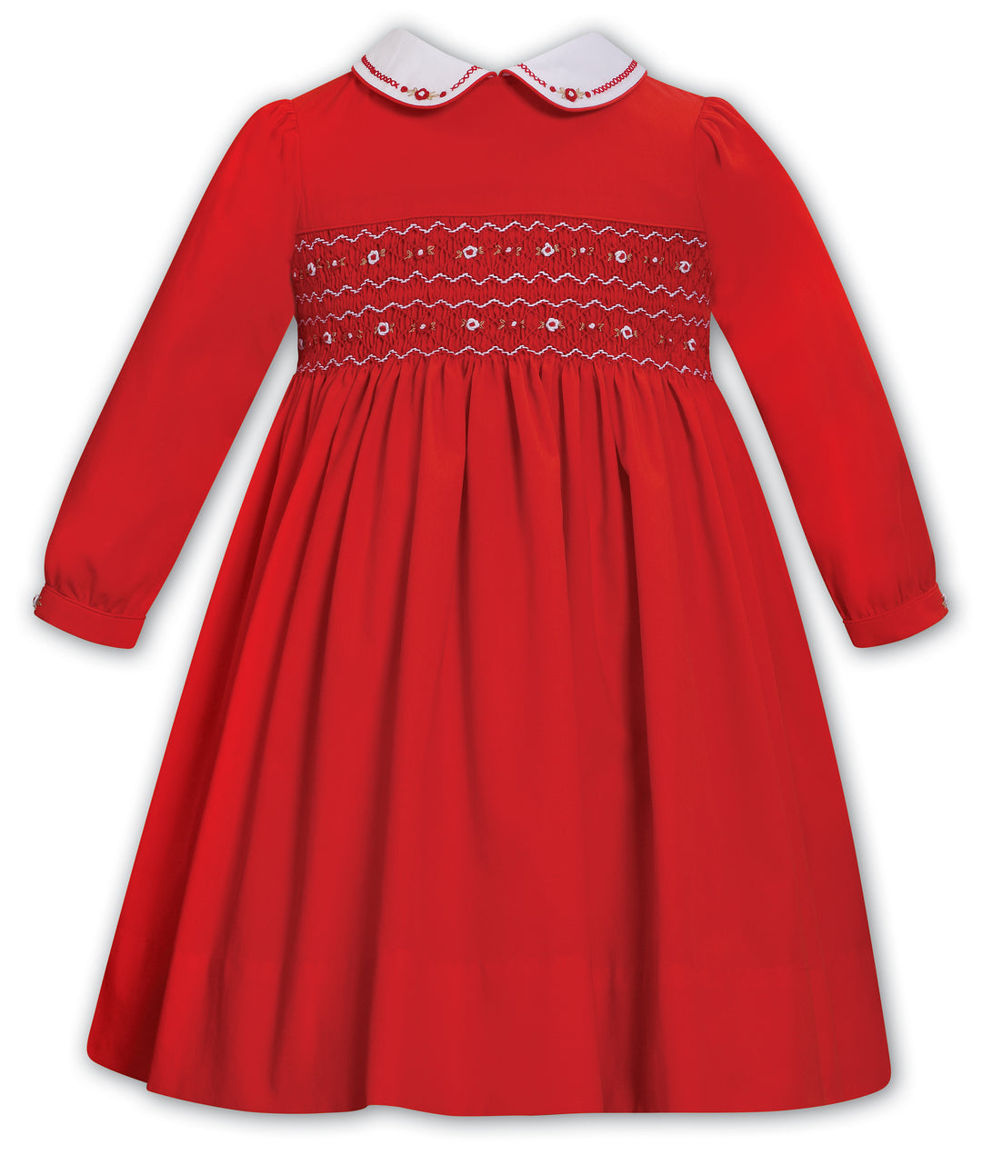 Sarah Louise Red & White Hand Smocked Dress - 013797