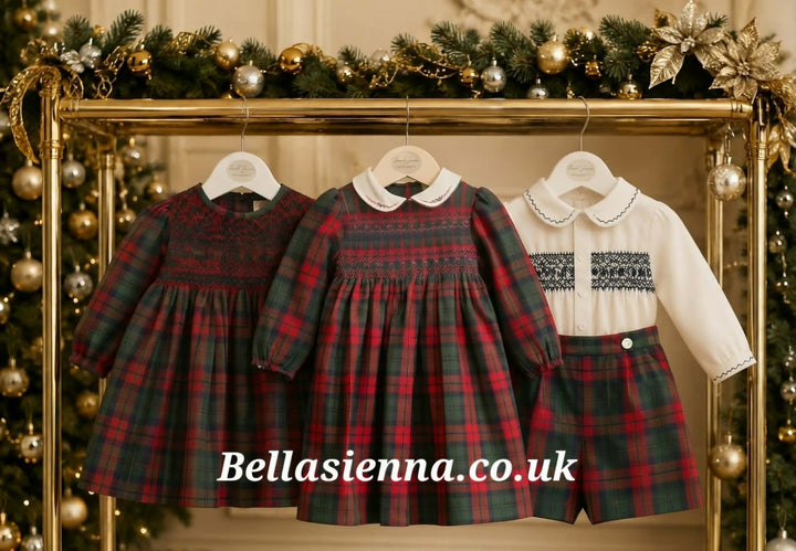 Sarah Louise Boys Deep Red, Bottle Green & Navy Two Piece Hand Smocked Suit - 013992