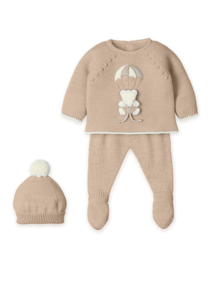 0212  Baby Three Piece outfit "BEAR IN A PARACHUTE" - 89 - Wood