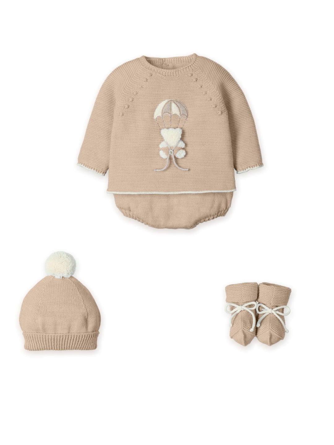 0229 - Baby Four Piece outfit "BEAR IN A PARACHUTE" - 89 - Wood