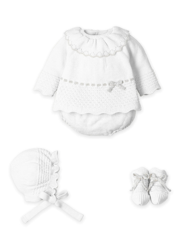 Mac ilusion Baby Girls White & Silver Four Piece Knitted Set - 0234 - (01) - Blanco