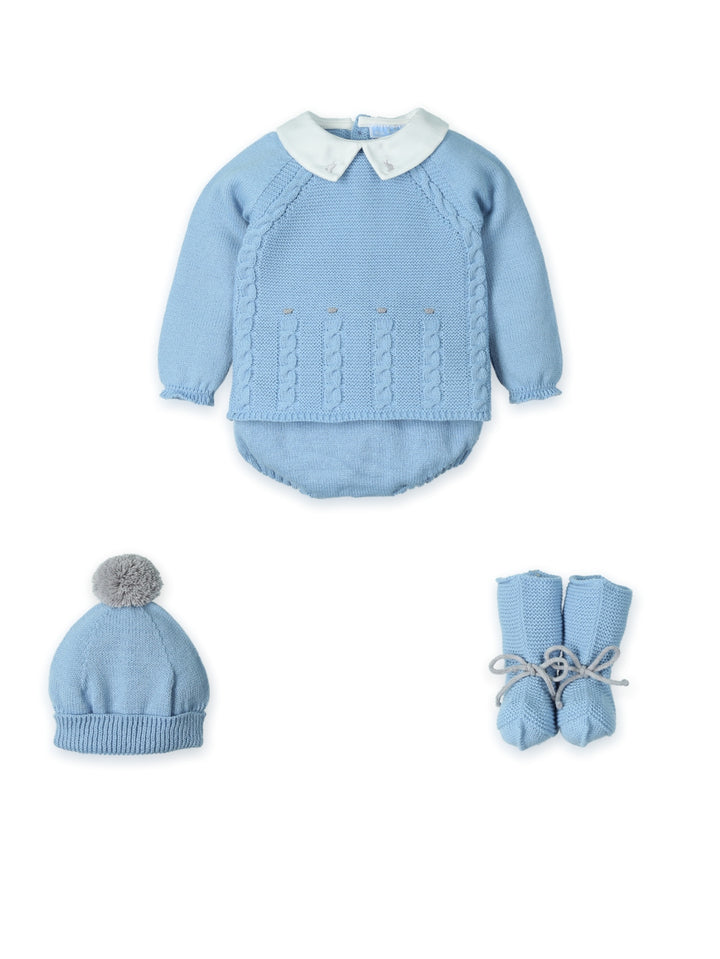 0238 - Baby Boys Blue & Grey Knitted Four Piece Set - 43