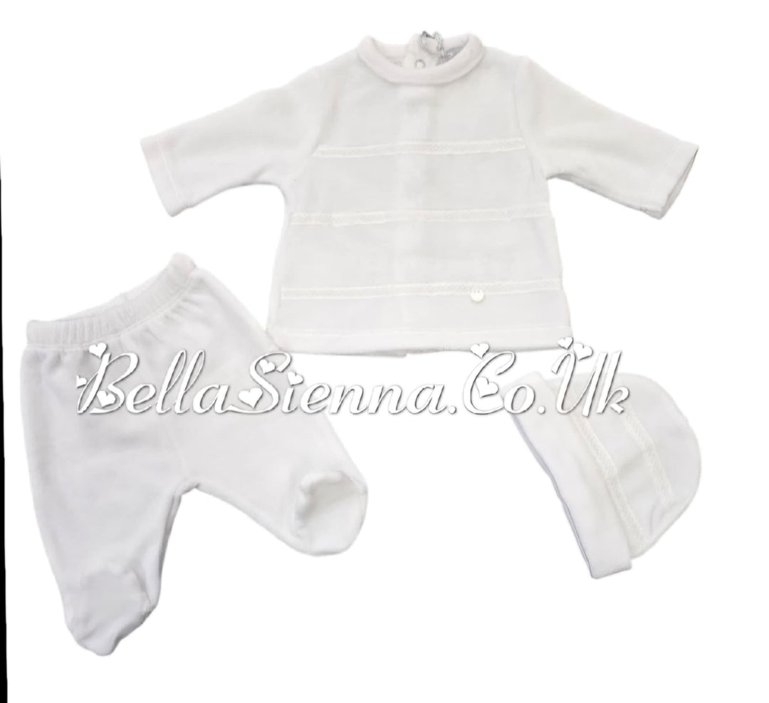 Blues Baby White Velour Unisex Three Piece Set