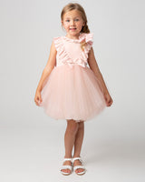 Caramelo Kids Pink Ribbed Tulle Dress With Headband - 032186