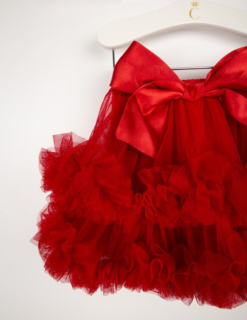 Caramelo Kids Red Layered Ruffle Tutu Skirt - 042225