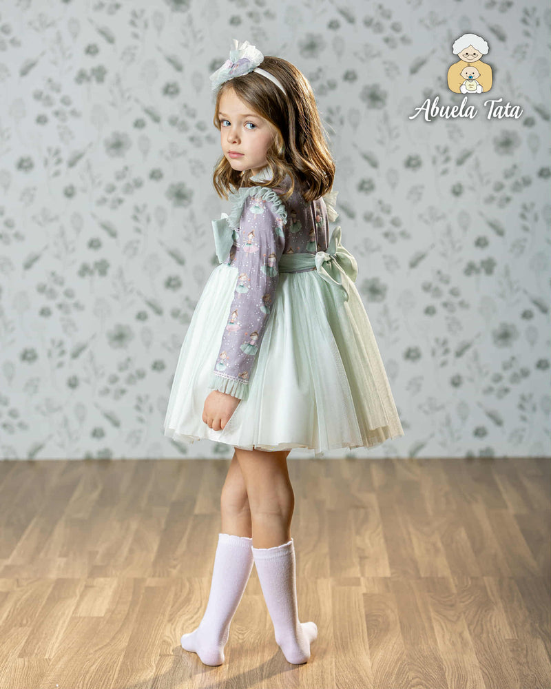 Abuela Tata Lilac & Green Tulle Ballerina Dress - 2599400