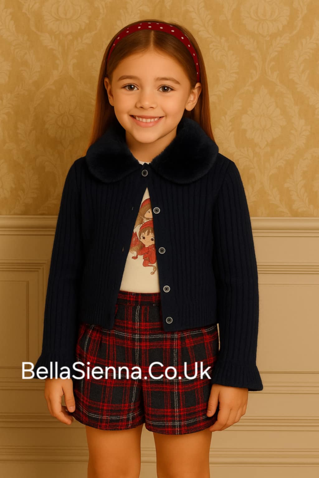 Mayoral Girls Long Sleeved Top & Tweed Look Checked Shorts - 4065 & 4217