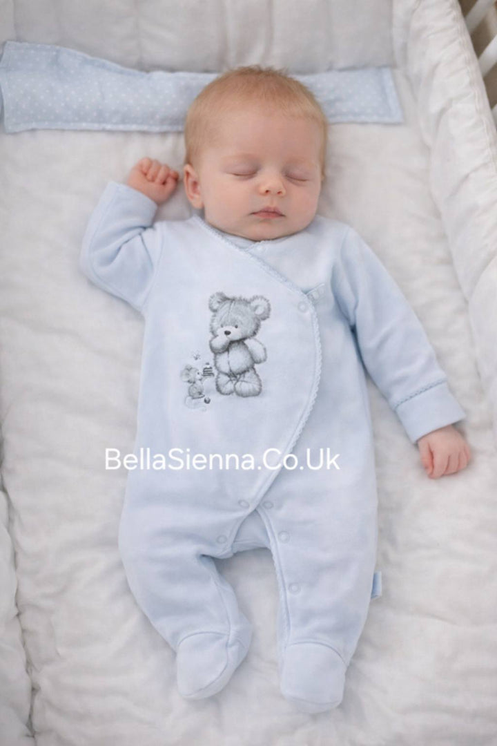 Sofia "MIKADO" Blue 100% Cotton Babygrow - Sleepsuit