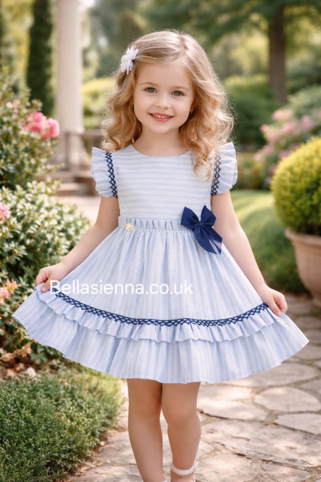 Miranda Blue, White & Navy Dress - 0609