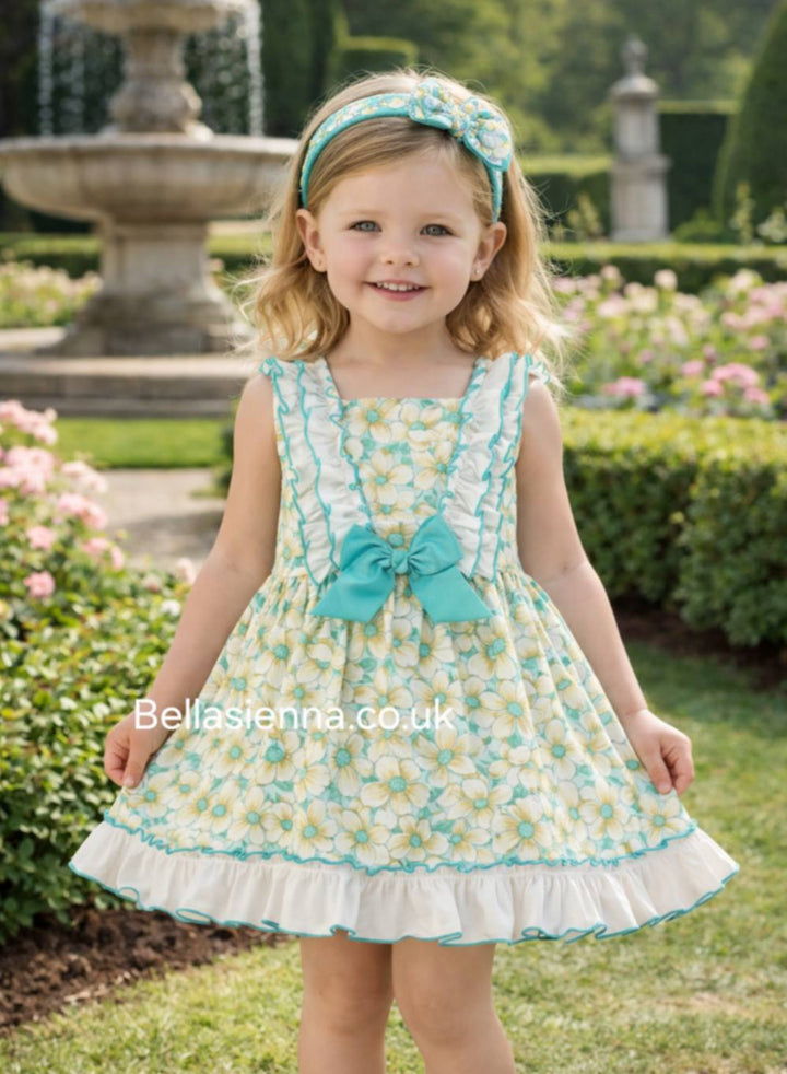 Miranda Turquoise & White Floral Dress - 0618