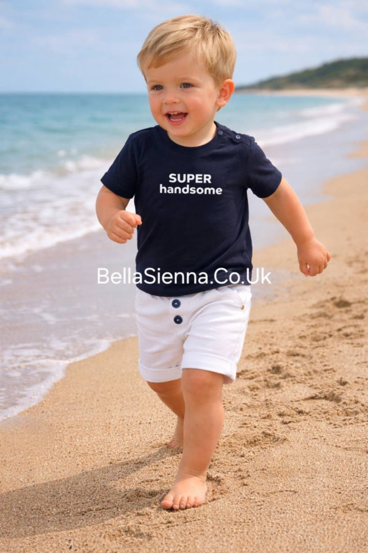 GYMP - Gorgeous Young Misters & Princesses Navy Blue And White T-shirt & Shorts Set