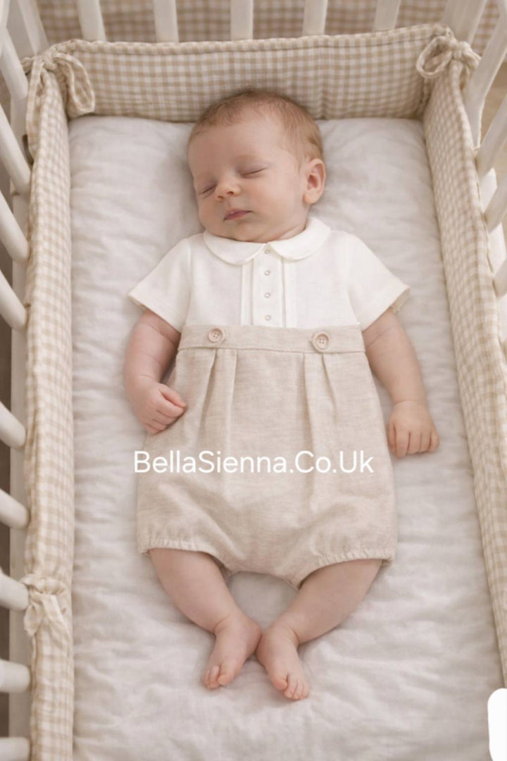 Mayoral Newborn Formal Romper European Linen - Beige - 1635