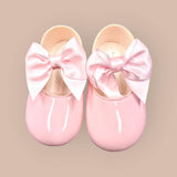 Baypods Baby Pink Patent Pram Bow Shoes