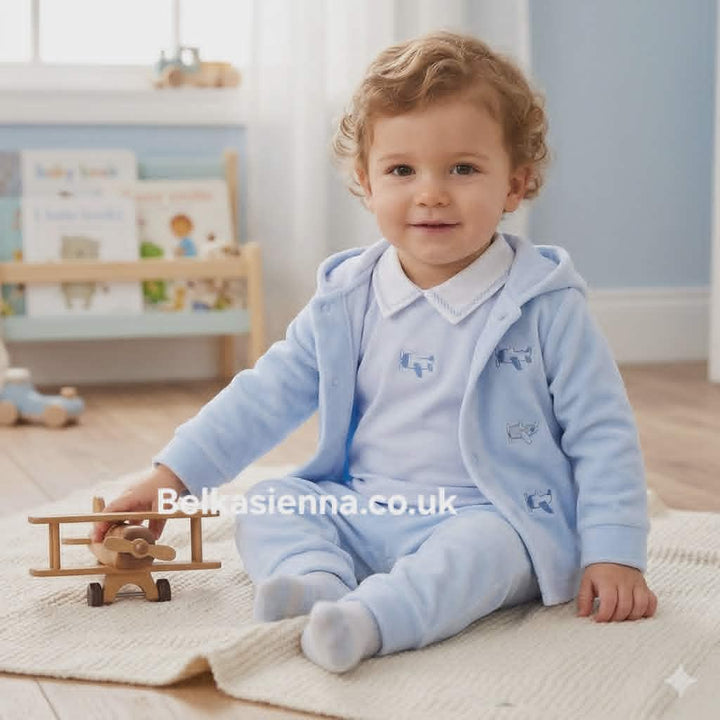 Blues Baby 3 Piece Airoplane Velour Set  - BB0170