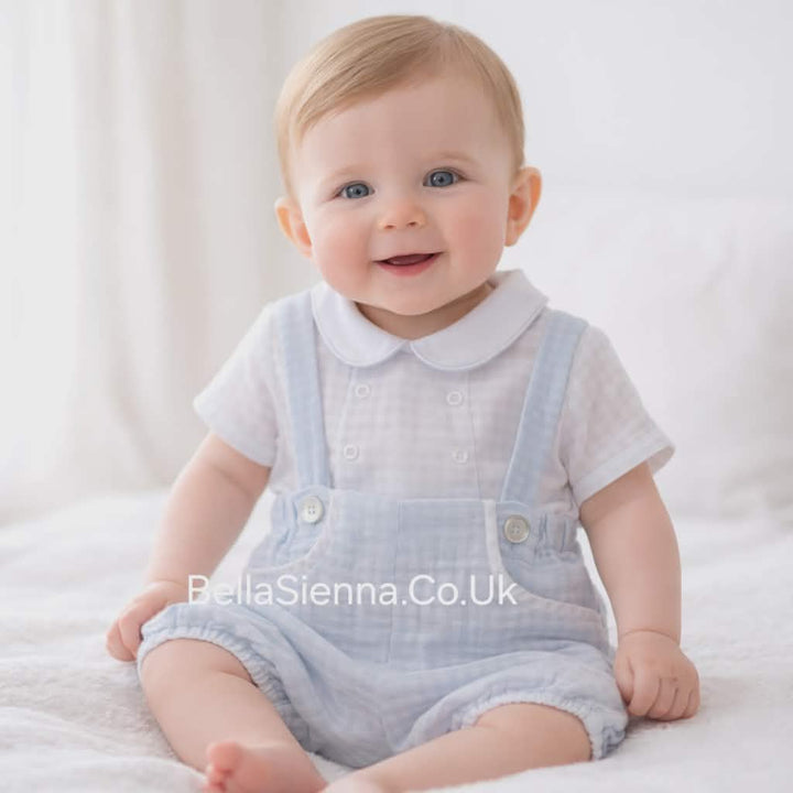 Yoedu Boys Blue & White Dungaree Outfit - 0014