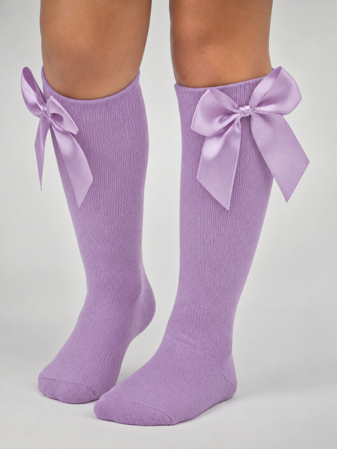 "Victoria" Lilac Knee High Bow Socks