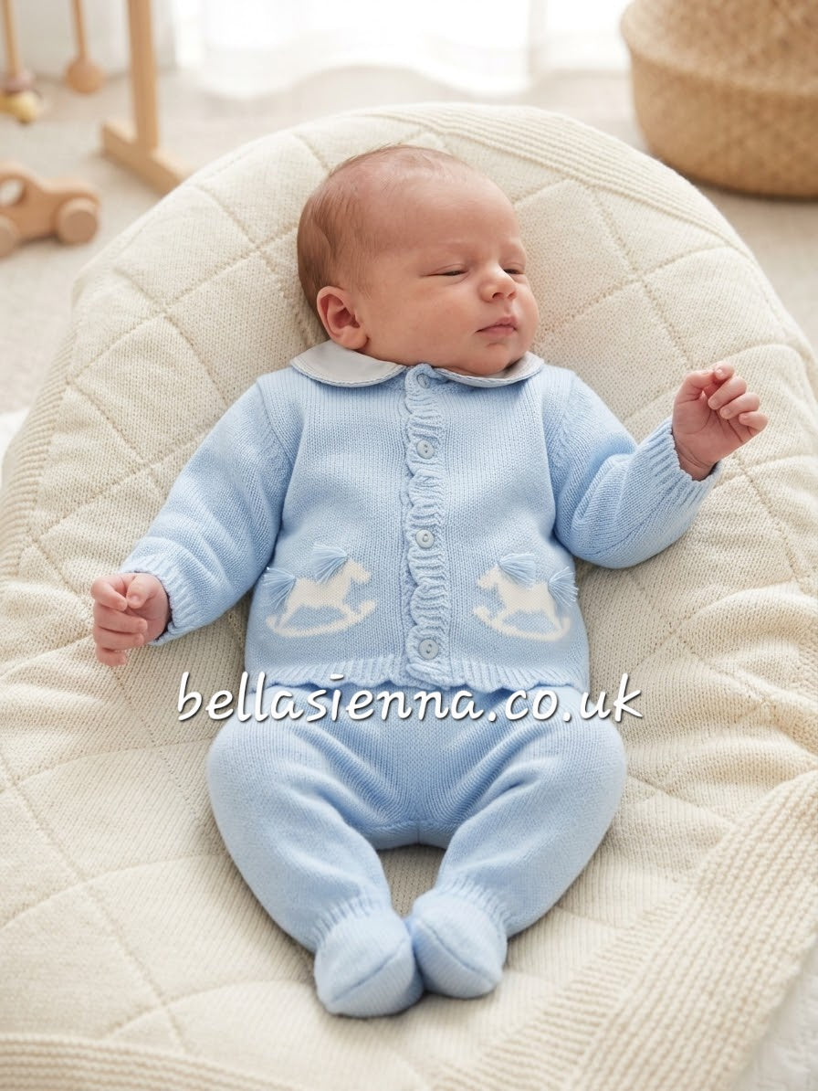 Baby Blue & White Three Piece Rocking Horse Set -26C2502